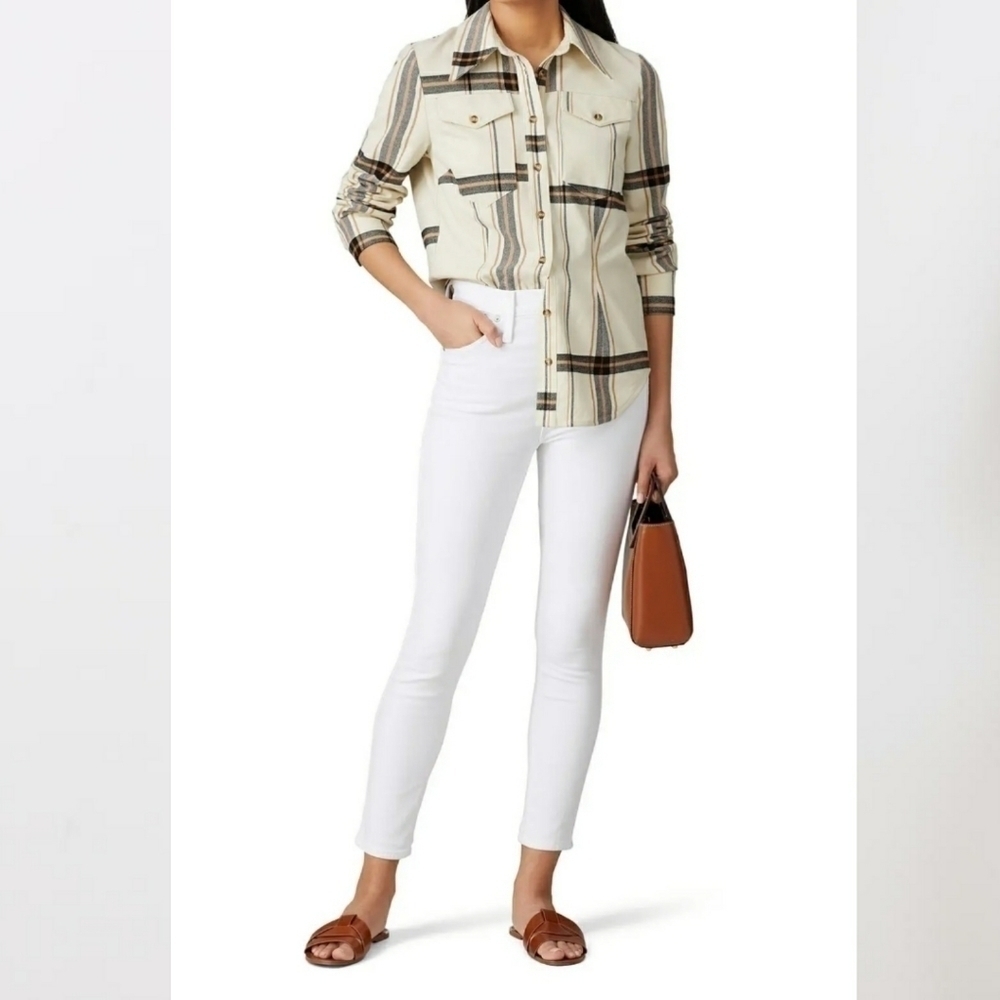 Madewell 10" High-Rise Skinny Jeans in Pure White Button Front 29